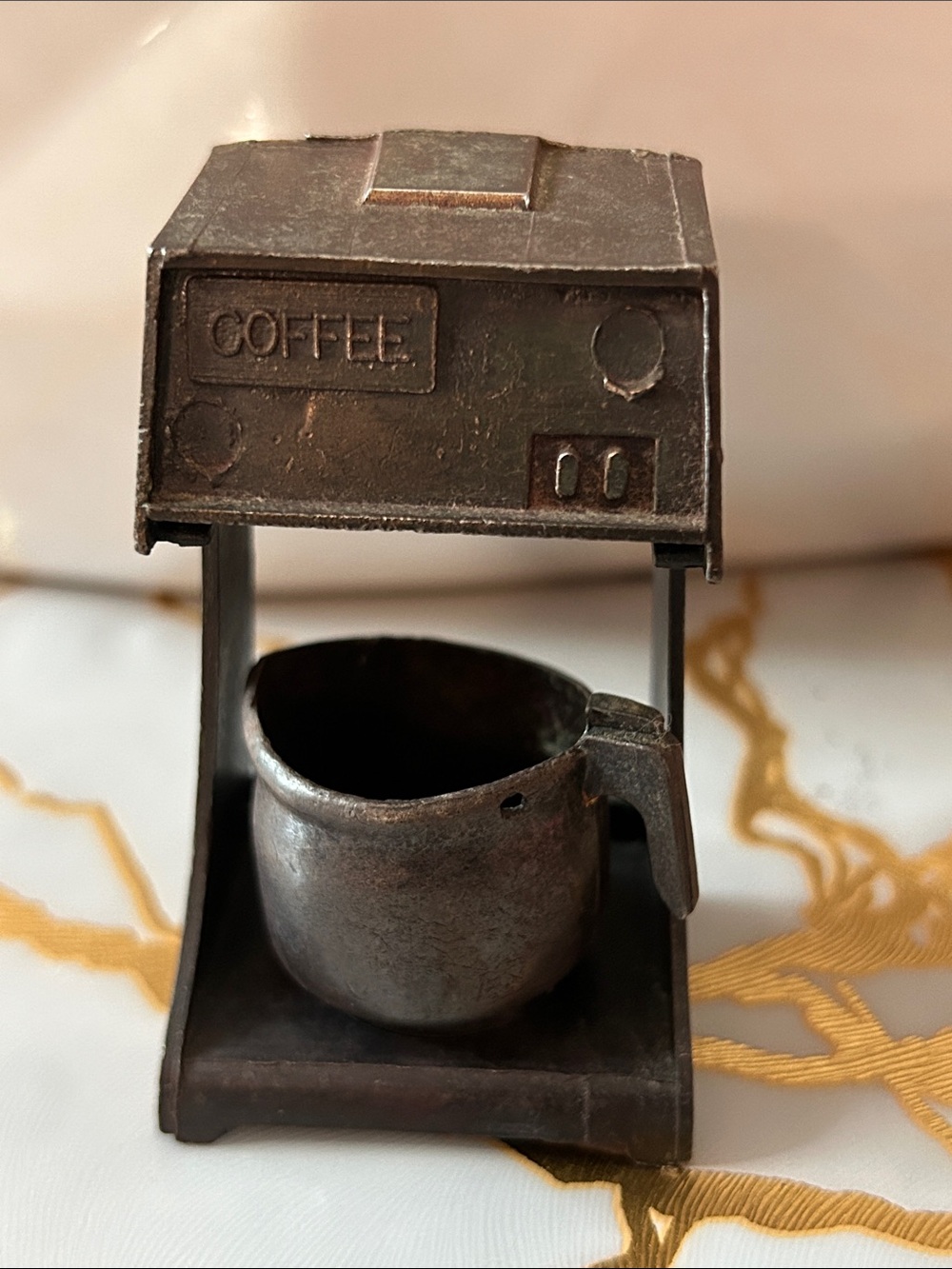 Pencil Sharpener Coffee Machine Die Cast Copper Miniature Collectable-Vintage
